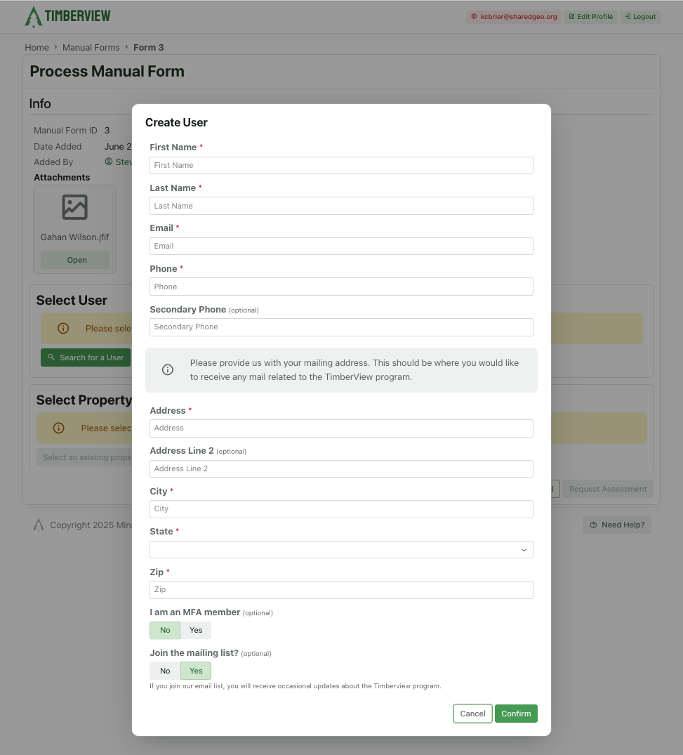 Match Form to User