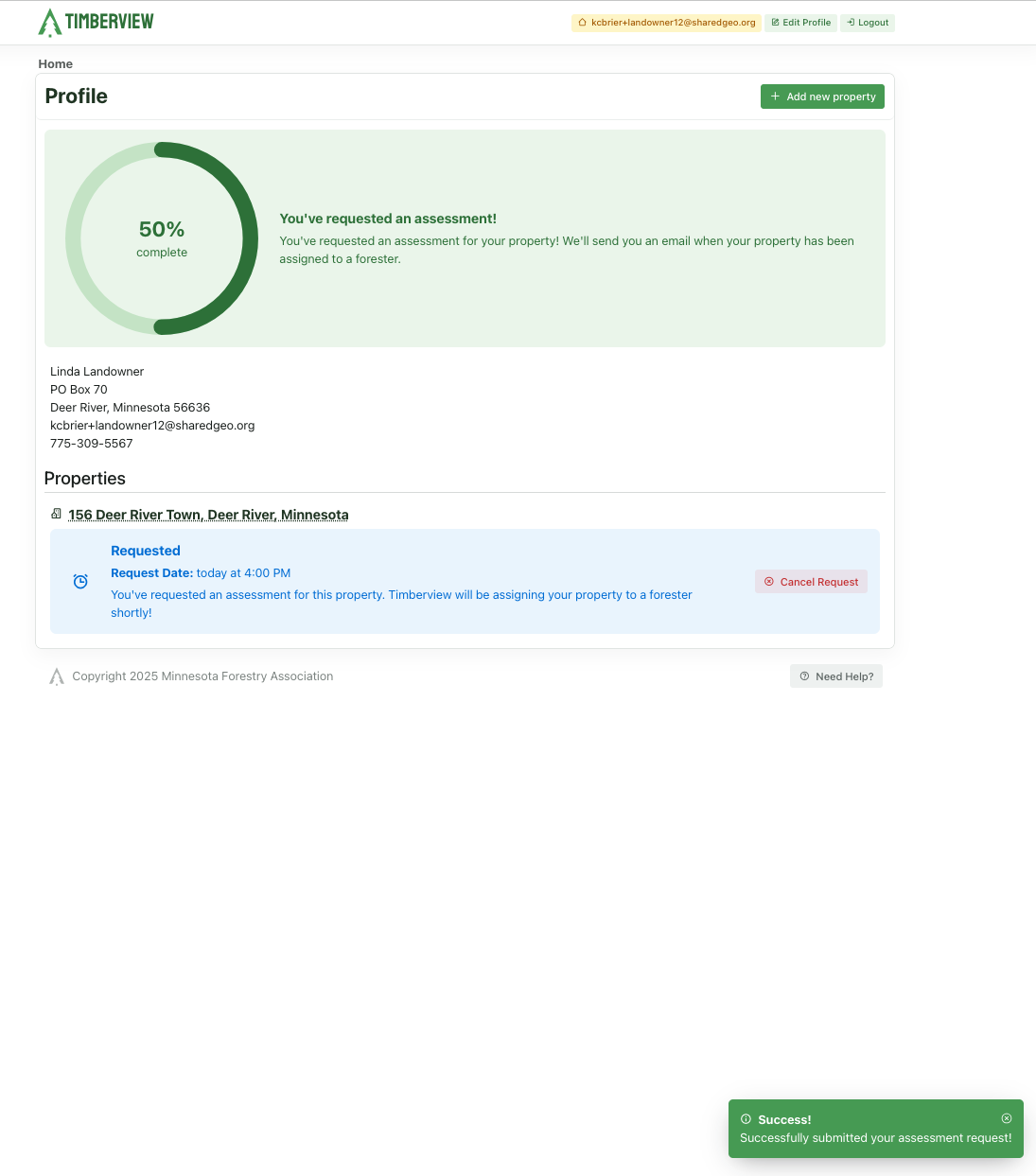 Assessment request form